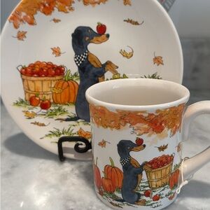 Fall Dog Mug & Plate